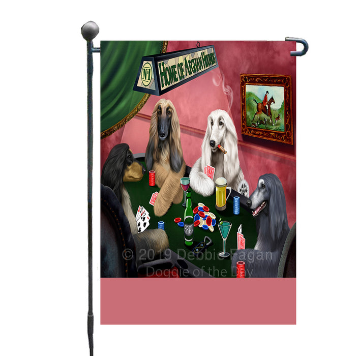 Personalized Home of Afghan Hound Dogs Four Dogs Playing Poker Custom Garden Flags GFLG-DOTD-A60227