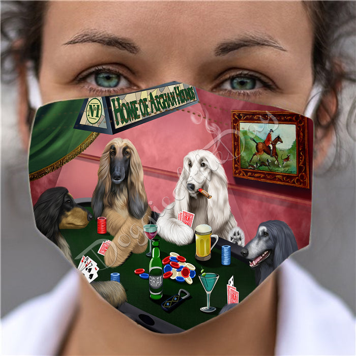 Home of Afghan Hound Dogs Playing Poker Face Mask FM49753