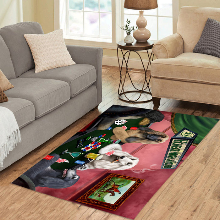 Home of  Afghan Hound Dogs Playing Poker Area Rug