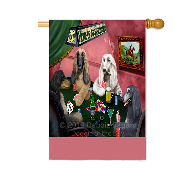 Personalized Home of Afghan Hound Dogs Four Dogs Playing Poker Custom House Flag FLG-DOTD-A60283