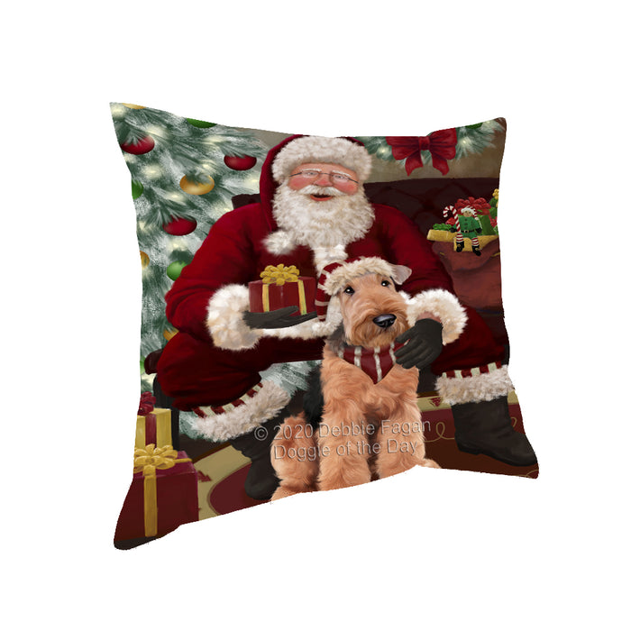 Santa's Christmas Surprise Airedale Dog Pillow PIL87052