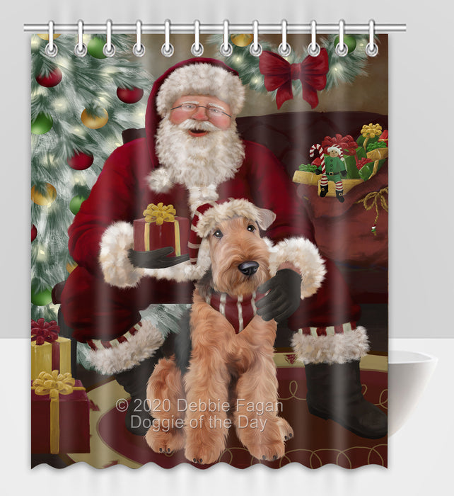Santa's Christmas Surprise Airedale Dog Shower Curtain Bathroom Accessories Decor Bath Tub Screens SC202