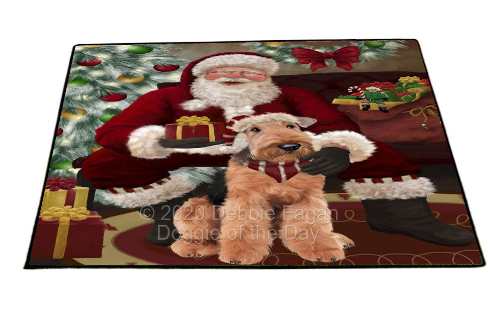 Santa's Christmas Surprise Airedale Dog Indoor/Outdoor Welcome Floormat - Premium Quality Washable Anti-Slip Doormat Rug FLMS57349