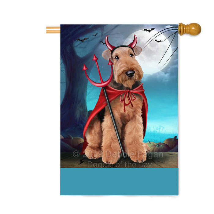 Personalized Happy Halloween Trick or Treat Airedale Terrier Dog Devil Custom House Flag FLG64137
