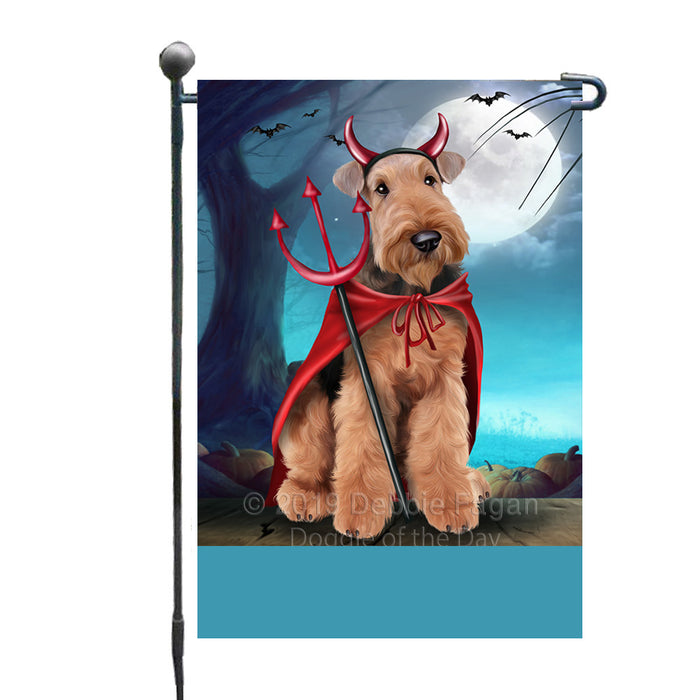 Personalized Happy Halloween Trick or Treat Airedale Terrier Dog Devil Custom Garden Flag GFLG64446