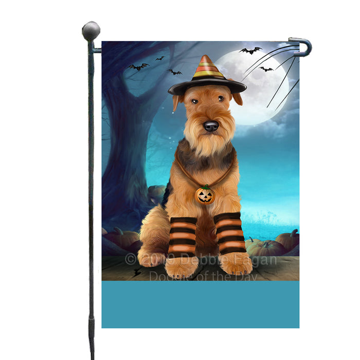 Personalized Happy Halloween Trick or Treat Airedale Terrier Dog Candy Corn Custom Garden Flag GFLG64391