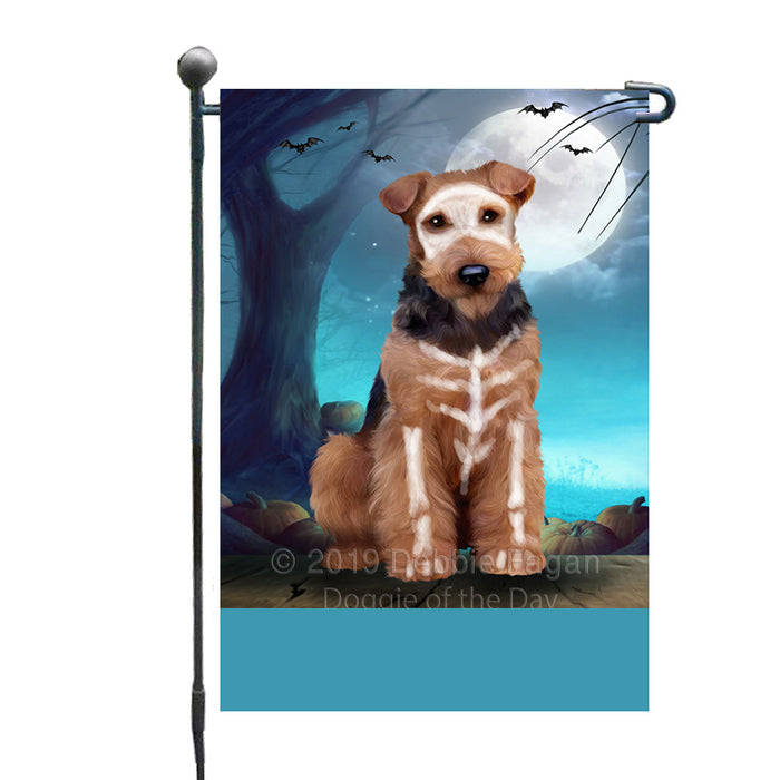 Personalized Happy Halloween Trick or Treat Airedale Terrier Dog Skeleton Custom Garden Flag GFLG64501