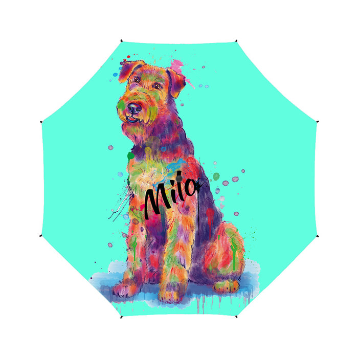 Custom Pet Name Personalized Watercolor Airedale DogSemi-Automatic Foldable Umbrella