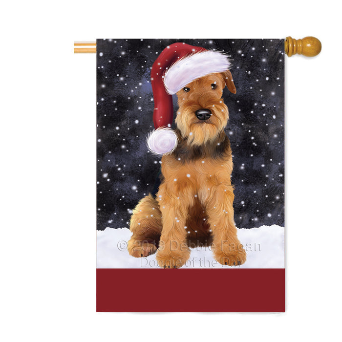 Personalized Let It Snow Happy Holidays Airedale Dog Custom House Flag FLG-DOTD-A62267