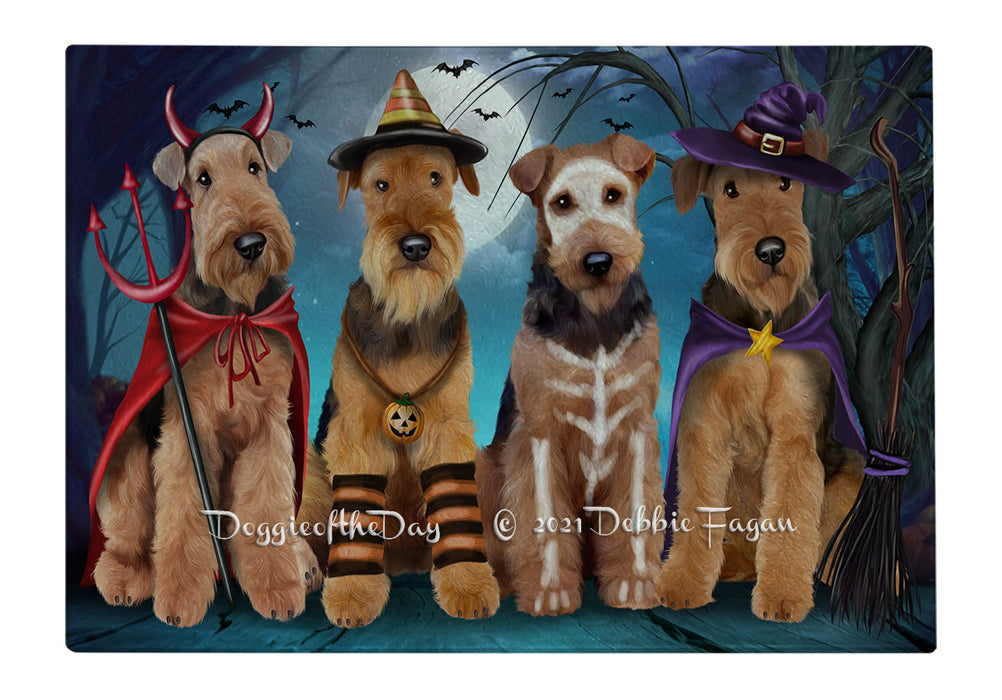 Happy Halloween Trick or Treat Airedale Dogs Cutting Board - Easy Grip Non-Slip Dishwasher Safe Chopping Board Vegetables C79708