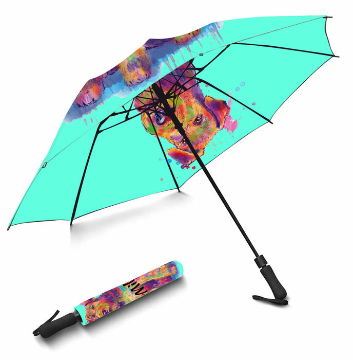Custom Pet Name Personalized Watercolor Airedale DogSemi-Automatic Foldable Umbrella