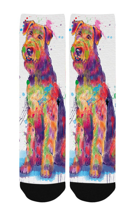 Watercolor Airedale Dog Women's Casual Socks