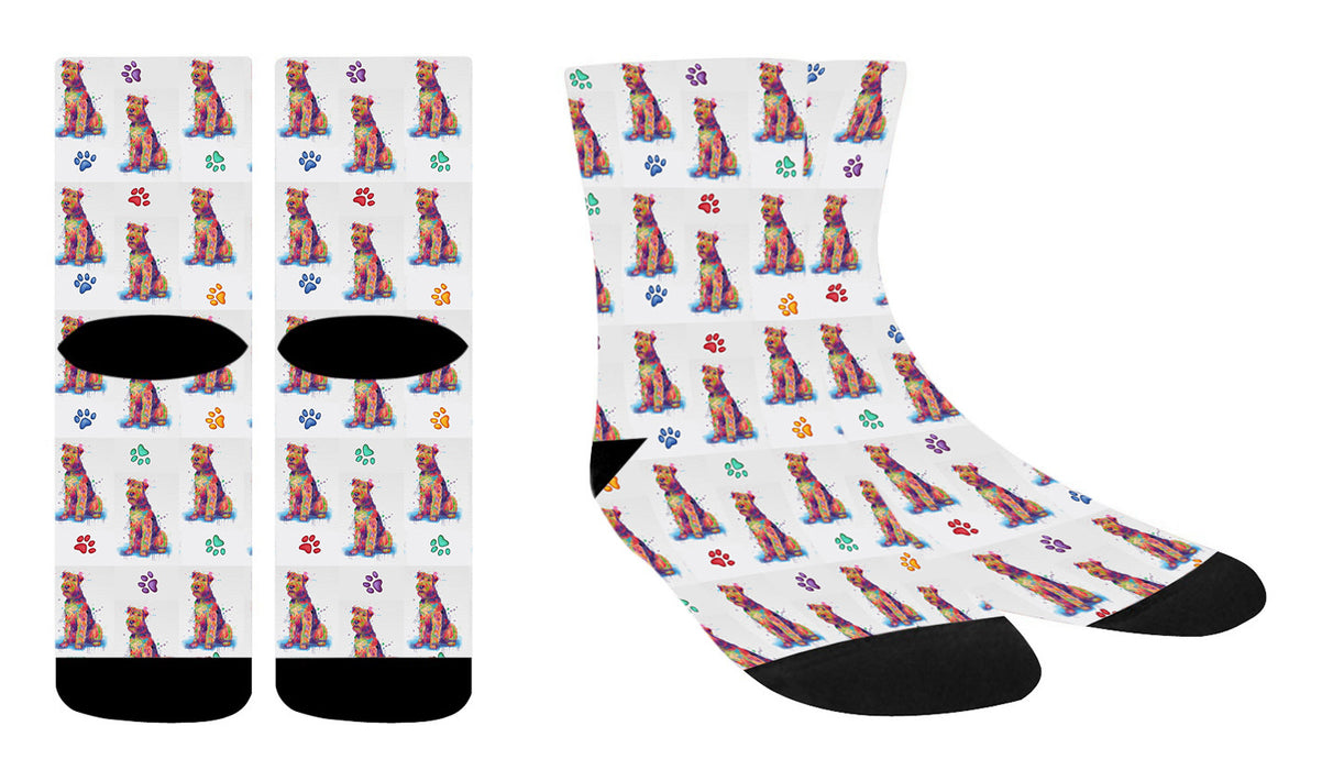 Watercolor Airedale Dogs Women's Socks