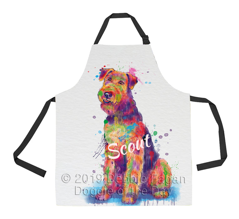 Custom Pet Name Personalized Watercolor Airedale Dog Apron