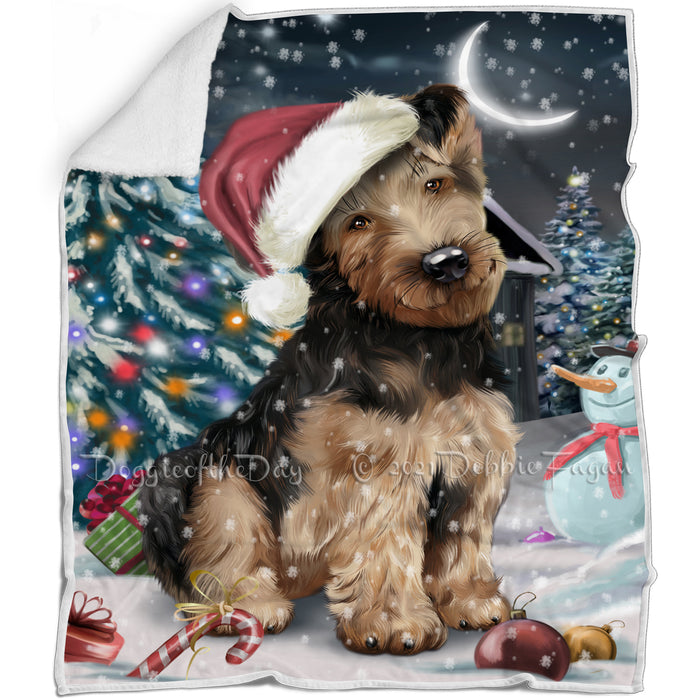 Have a Holly Jolly Christmas Airedale Dog in Holiday Background Blanket D050