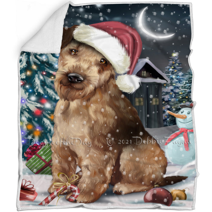 Have a Holly Jolly Christmas Airedale Dog in Holiday Background Blanket D052