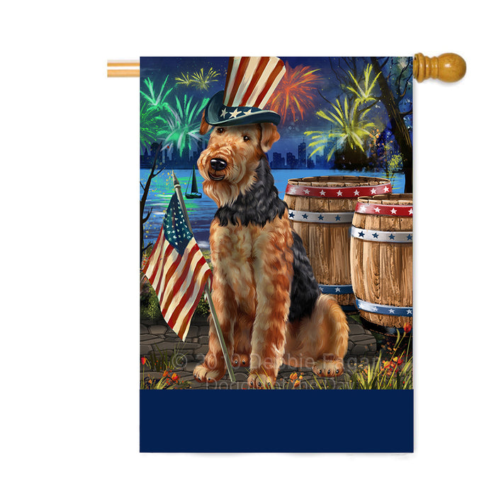 Personalized 4th of July Firework Airedale Dog Custom House Flag FLG-DOTD-A57769