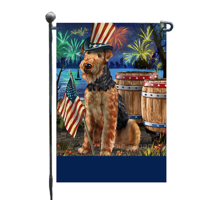 Personalized 4th of July Firework Airedale Dog Custom Garden Flags GFLG-DOTD-A57713