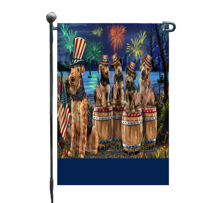 Personalized 4th of July Firework Airedale Dogs Custom Garden Flags GFLG-DOTD-A57714