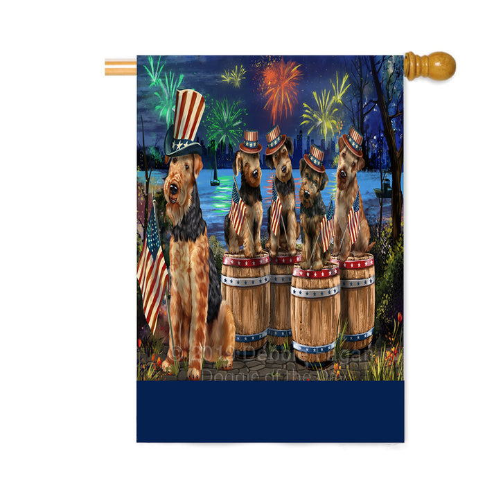 Personalized 4th of July Firework Airedale Dogs Custom House Flag FLG-DOTD-A57770