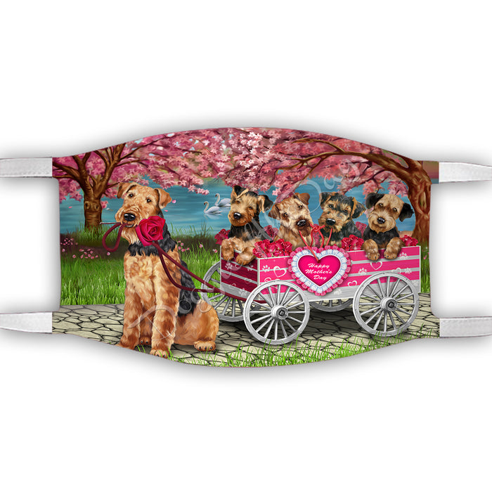 I Love Airdale Dogs in a Cart Face Mask FM48104