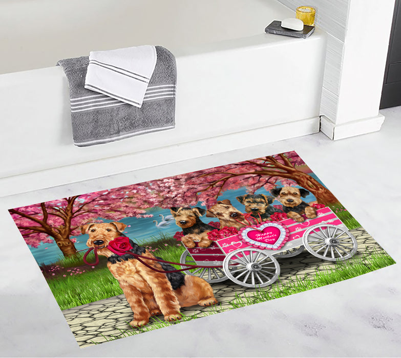 I Love Airedale Dogs in a Cart Bath Mat