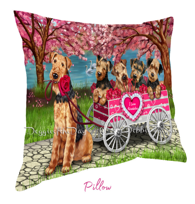 Mother's Day Gift Basket Airdale Dogs Blanket, Pillow, Coasters, Magnet, Coffee Mug and Ornament