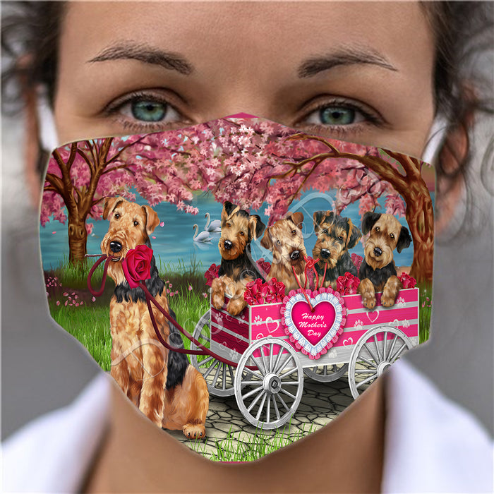I Love Airdale Dogs in a Cart Face Mask FM48104