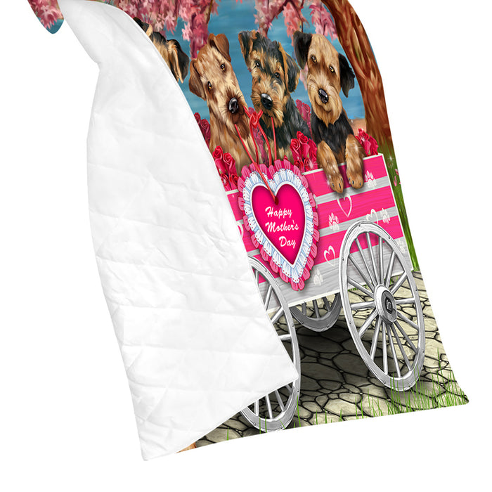 I Love Airedale Dogs in a Cart Quilt