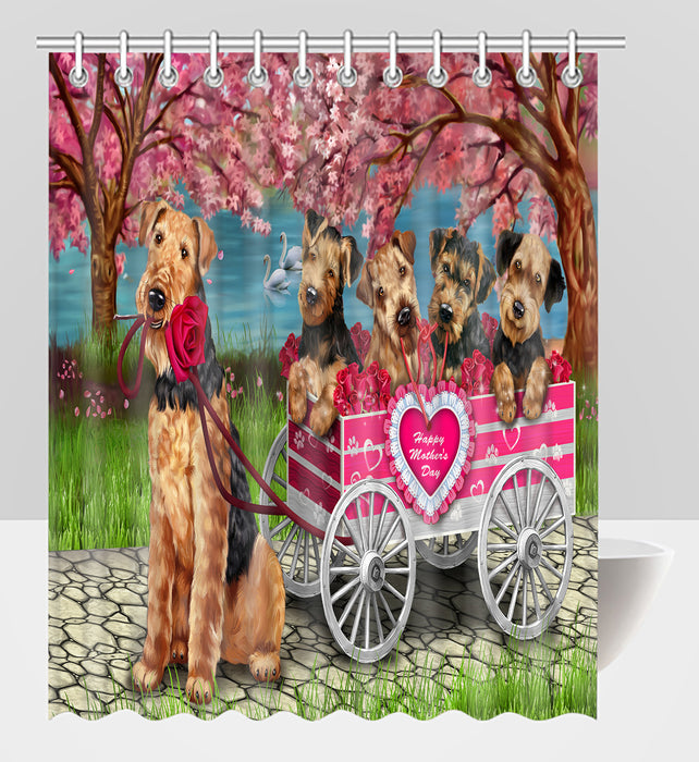 I Love Airedale Dogs in a Cart Shower Curtain