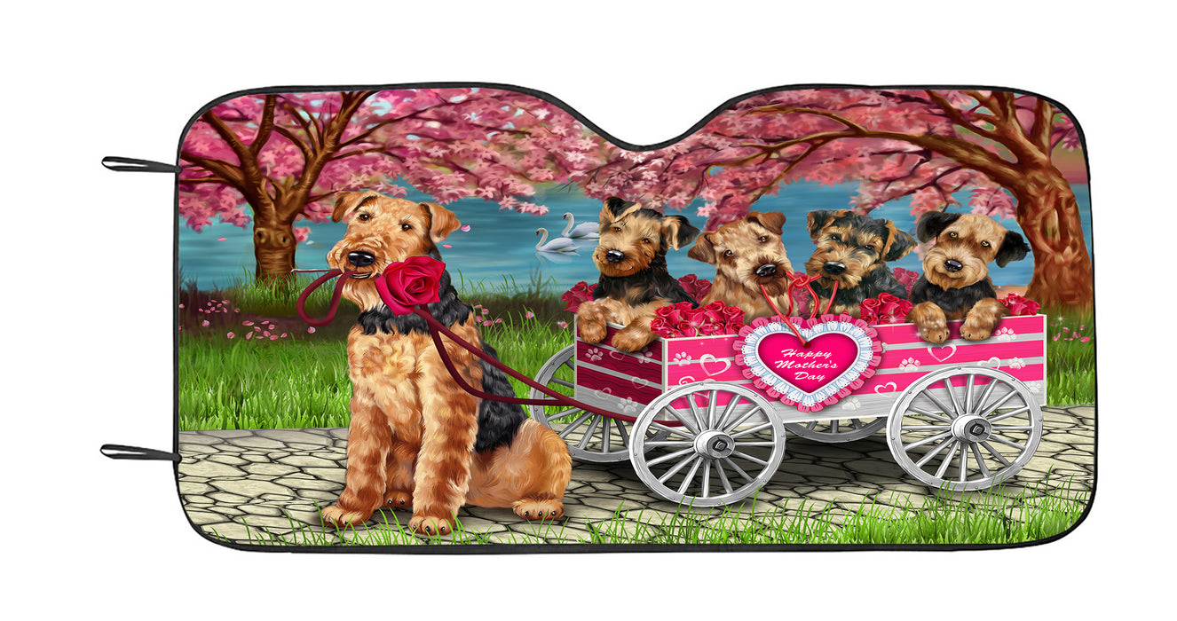 I Love Airedale Dogs in a Cart Car Sun Shade