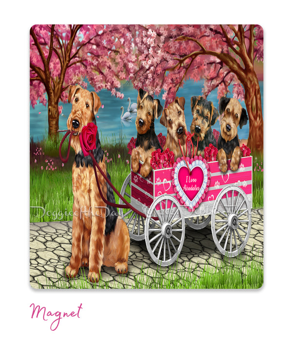 Mother's Day Gift Basket Airdale Dogs Blanket, Pillow, Coasters, Magnet, Coffee Mug and Ornament