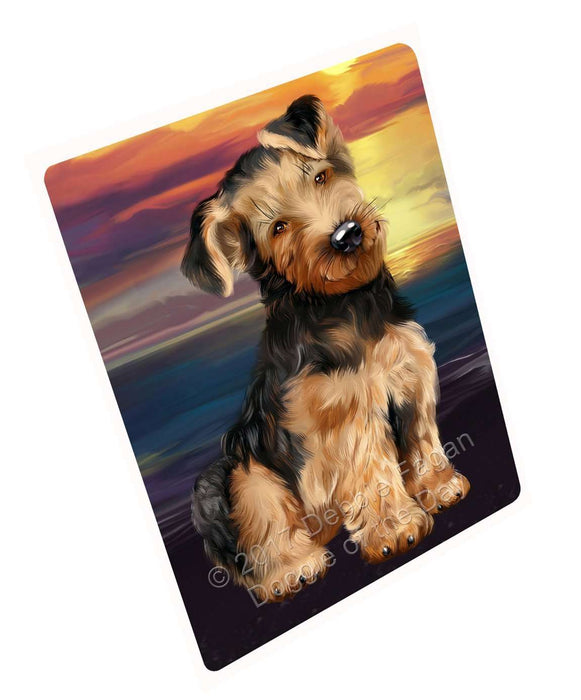 Airedale Dog Art Portrait Print Woven Throw Sherpa Plush Fleece Blanket