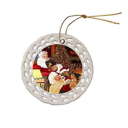 Airedale Dog Christmas Doily Ceramic Ornament