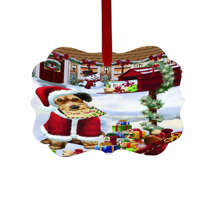 Airedale Dog Dear Santa Letter Christmas Holiday Mailbox Double-Sided Photo Benelux Christmas Ornament LOR48988