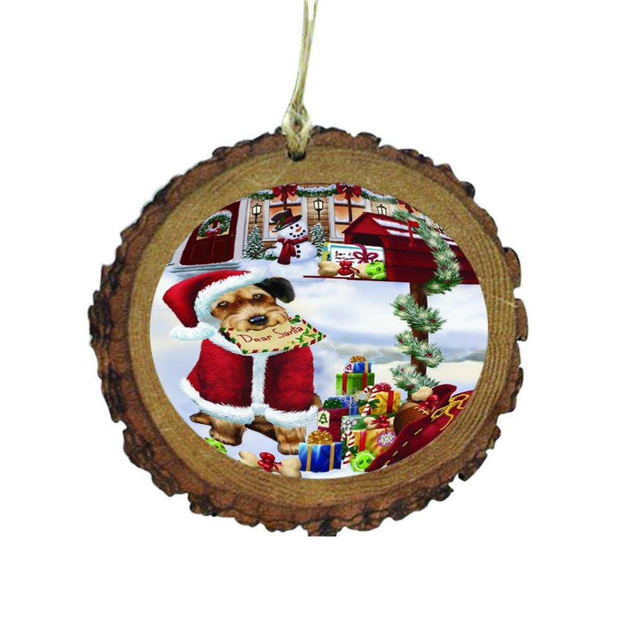 Airedale Dog Dear Santa Letter Christmas Holiday Mailbox Wooden Christmas Ornament WOR48988