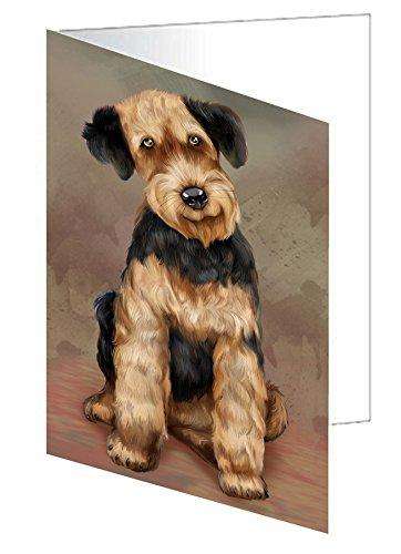 Airedale Dog Handmade Artwork Assorted Pets Greeting Cards and Note Cards with Envelopes for All Occasions and Holiday Seasons