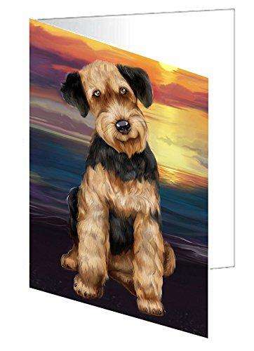 Airedale Dog Handmade Artwork Assorted Pets Greeting Cards and Note Cards with Envelopes for All Occasions and Holiday Seasons