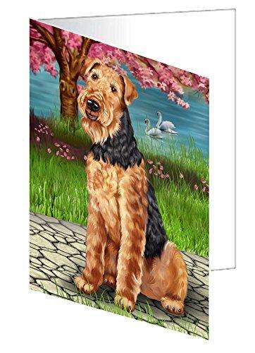 Airedale Dog Handmade Artwork Assorted Pets Greeting Cards and Note Cards with Envelopes for All Occasions and Holiday Seasons