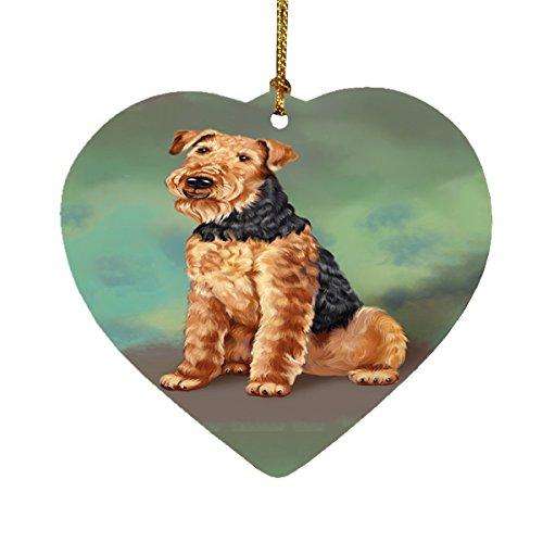 Airedale Dog Heart Christmas Ornament