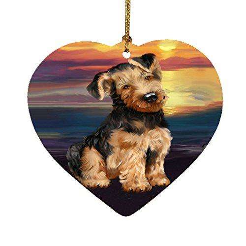 Airedale Dog Heart Christmas Ornament