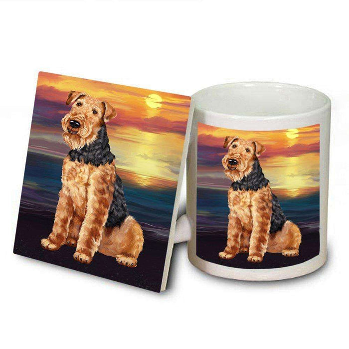 Airedale Dog Mug and Coaster Set