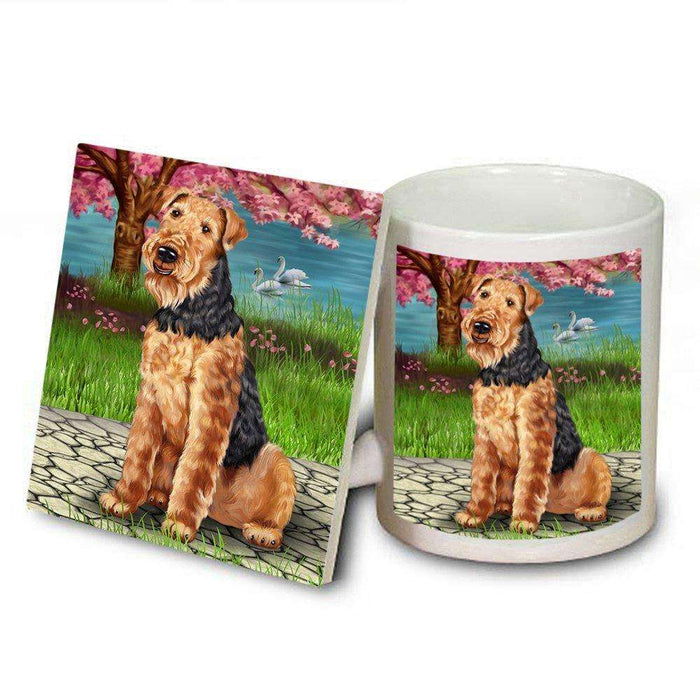 Airedale Dog Mug and Coaster Set