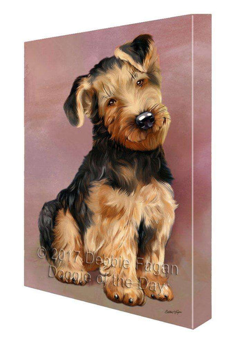 Airedale Dog Painting Printed on Canvas Wall Art Signed