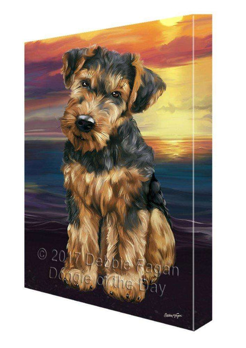 Airedale Dog Painting Printed on Canvas Wall Art Signed