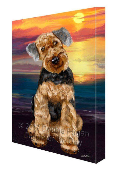 Airedale Dog Painting Printed on Canvas Wall Art Signed