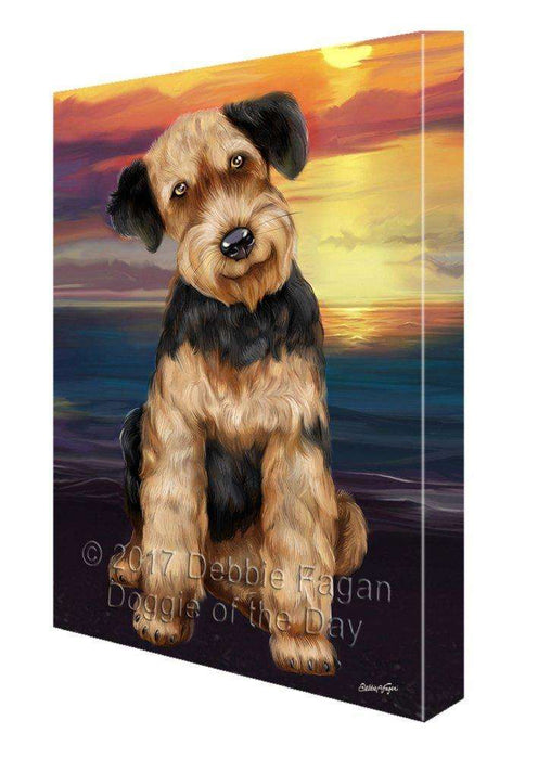 Airedale Dog Painting Printed on Canvas Wall Art Signed