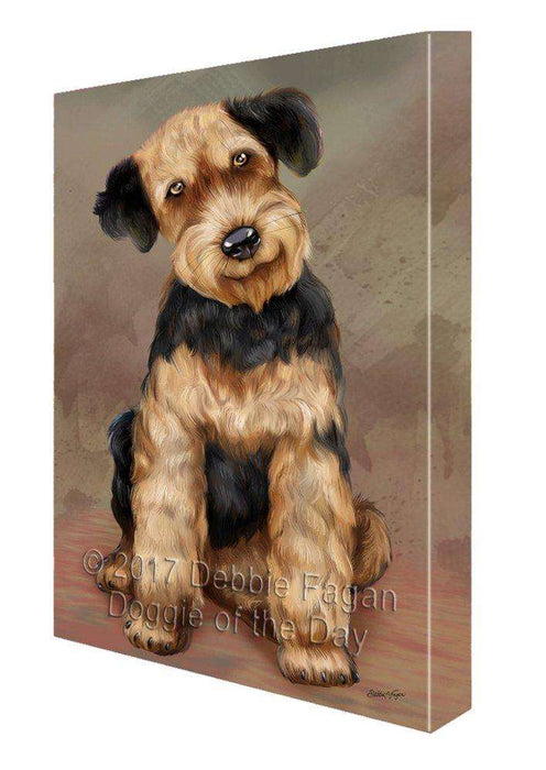 Airedale Dog Painting Printed on Canvas Wall Art Signed