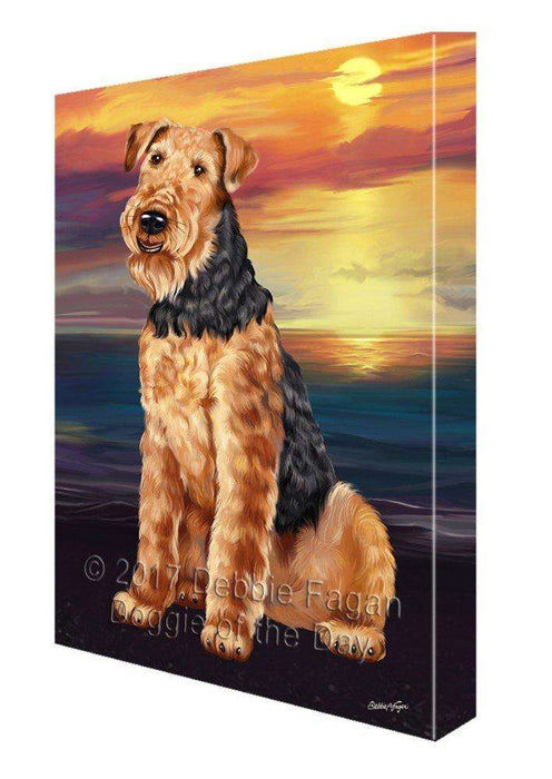 Airedale Dog Painting Printed on Canvas Wall Art Signed