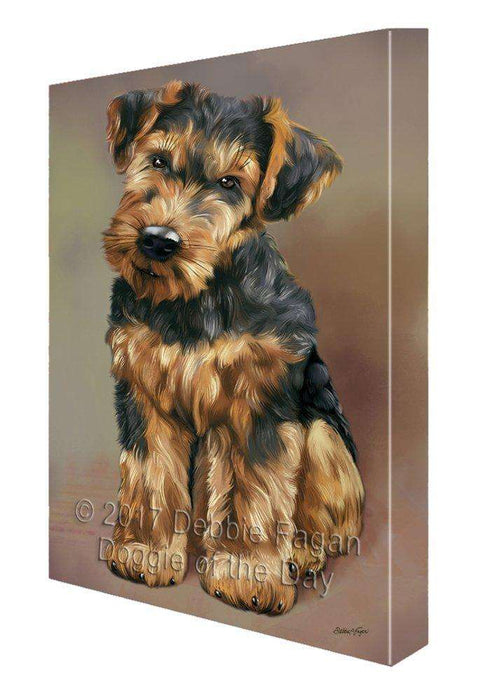 Airedale Dog Painting Printed on Canvas Wall Art Signed